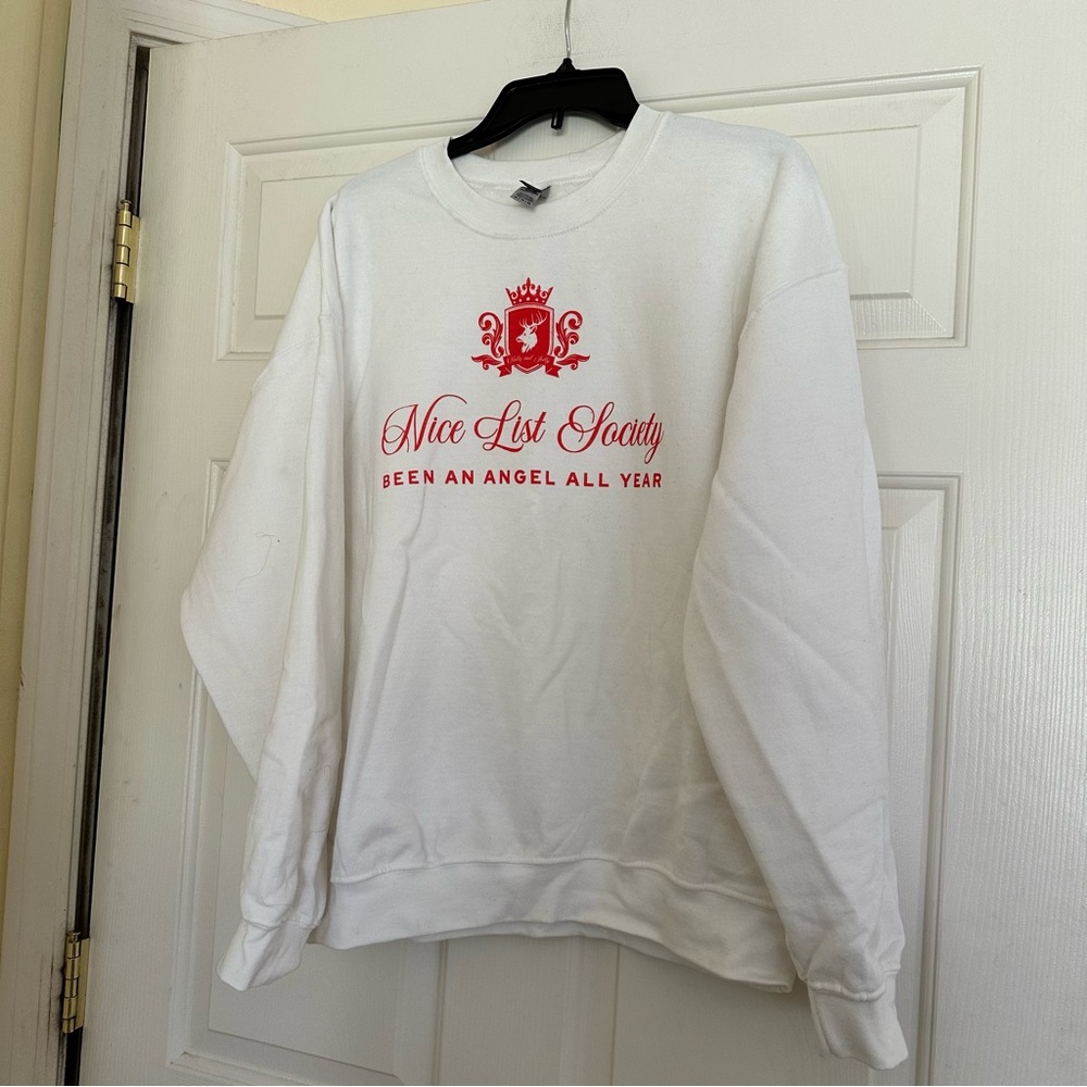 FRIDAY + SATURDAY Christmas Holiday Nice List Society Sweatshirt Size XL